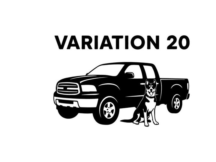 Silhouette of a pickup truck with a dog variation 20
