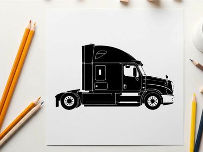 Silhouette of a semi truck with a sleeper berth