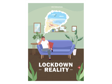 Lockdown reality poster flat vector template preview picture