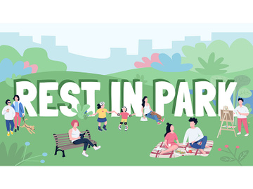 Rest in park word concepts flat color vector banner preview picture