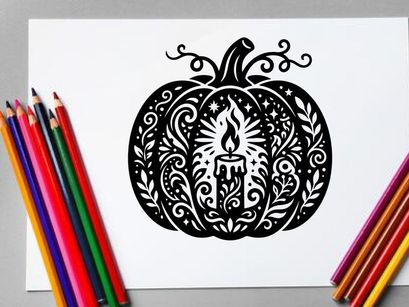 Halloween pumpkin with candle silhouette for spooky holiday decor