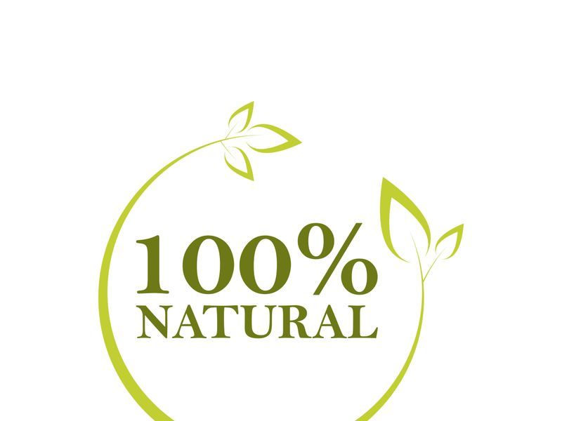 100% Natural and organic product badge vector green icon