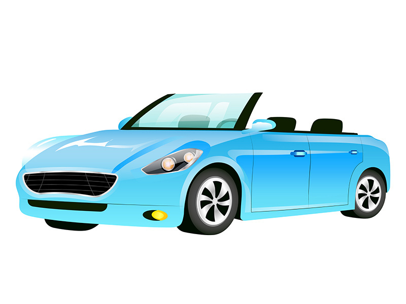 Blue cabriolet cartoon vector illustration