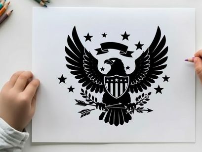 American eagle silhouette with stars and shield emblem