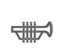 Musical instrument simple icon trumpet for jazz music logo design