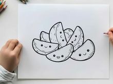 Cute watermelon slices hugging vector illustration