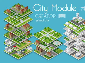 City module creator isometric school city preview picture