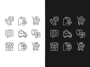 Internet shopping features pixel perfect linear icons set preview picture
