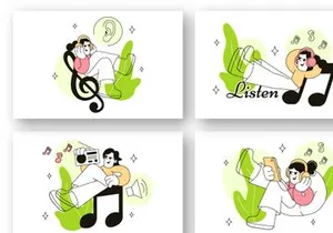 6 Listen Vector Illustration