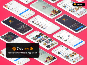 Hopmorth-Restaurant Mobile App UI Kit Light (SKETCH) preview picture