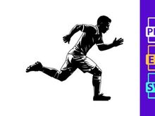 A silhouette of a man running in athletic gear with high intensity