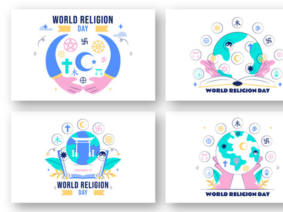 10 World Religion Day Illustration