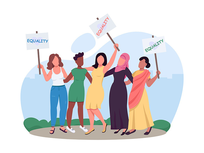 Female empowerment 2D vector web banner, poster