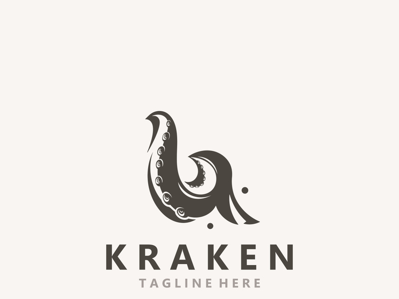 Kraken Octopus logo vintage ocean animal illustration template