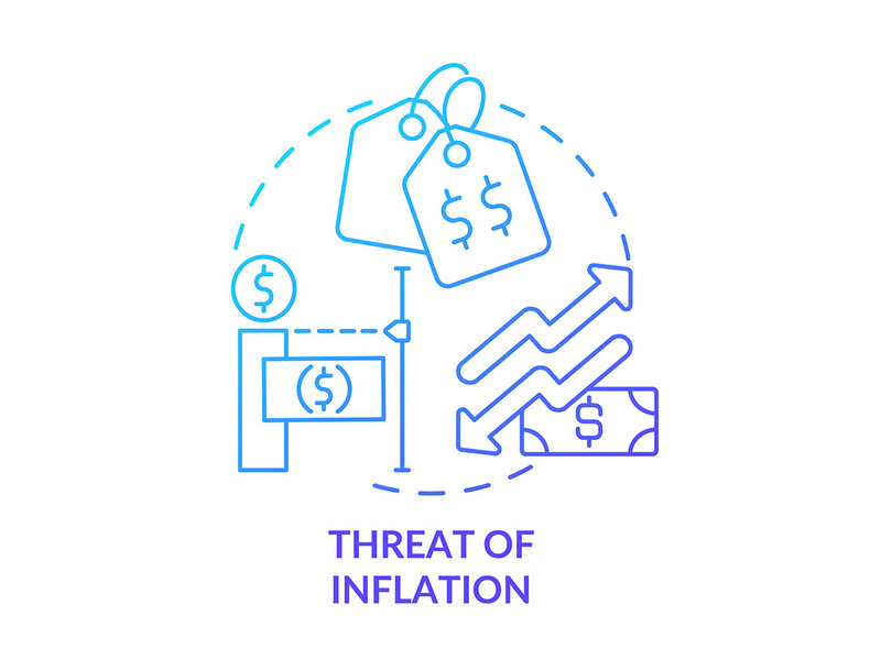 Threat of inflation blue gradient concept icon