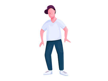 Young man dancing flat color vector faceless character preview picture