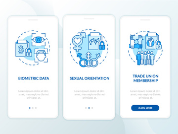 Examples of personal data blue onboarding mobile app screen preview picture