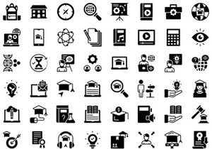 Online Education and Learning Colored Line Icons