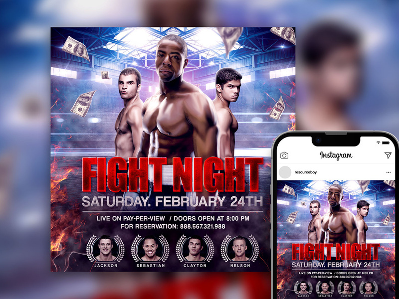 Free Fabulous Flames Boxing Match Instagram Post Template