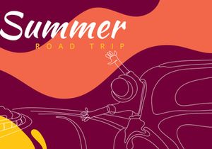 Summer Journey Flat Illustration abstract background line art