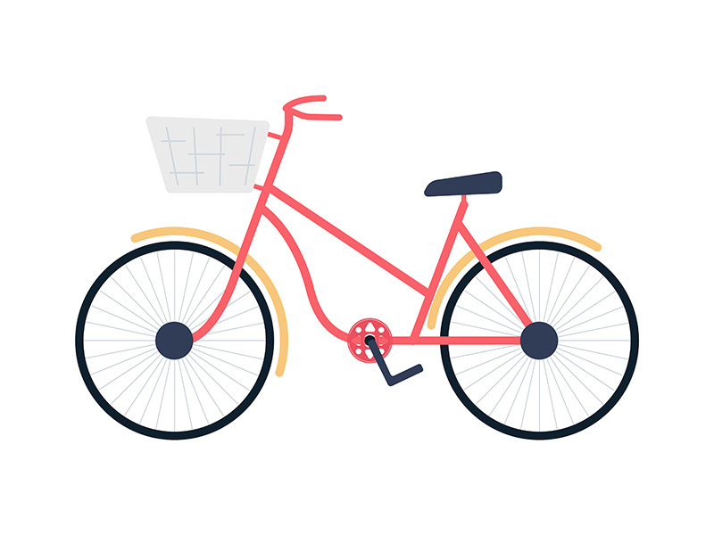 Bicycle with basket semi flat color vector object