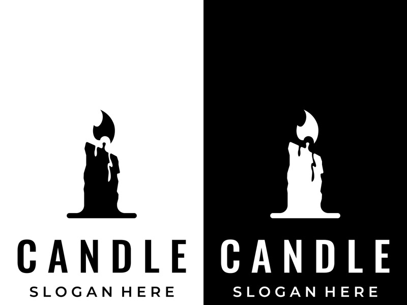 Simple burning luxury candlelight logo design with isolated background.Template for business, sign, company.