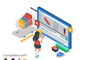 Girl with online store product interface at tablet device.