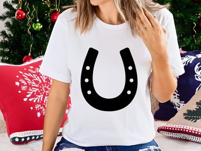 Black horseshoe symbol isolated on white background luck charm