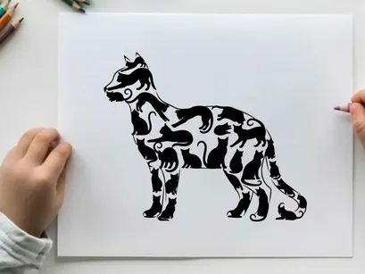 Silhouette of a dog in a standing position profile view