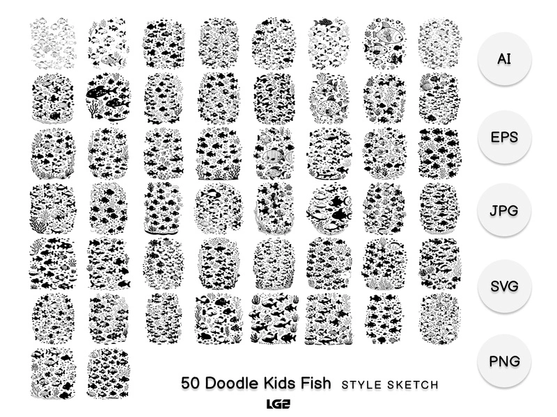 Doodle Kids Fish Element Draw Black