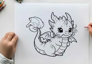 Cute baby dragon cartoon vector illustration flat design