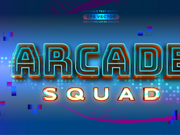Arcade Squad Text Effect Style with retro vibrant theme realistic neon light concept for trendy flyer, poster and banner template promotion preview picture