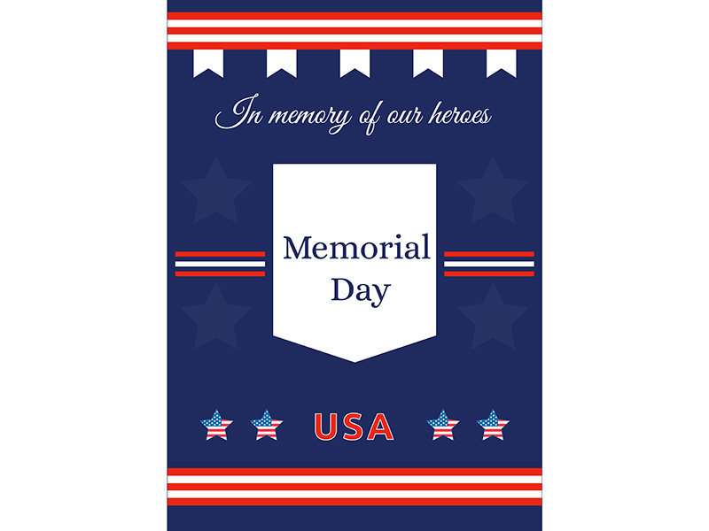 American Memorial Day poster flat vector template