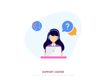 Support center flat design for Landing pgae preview picture