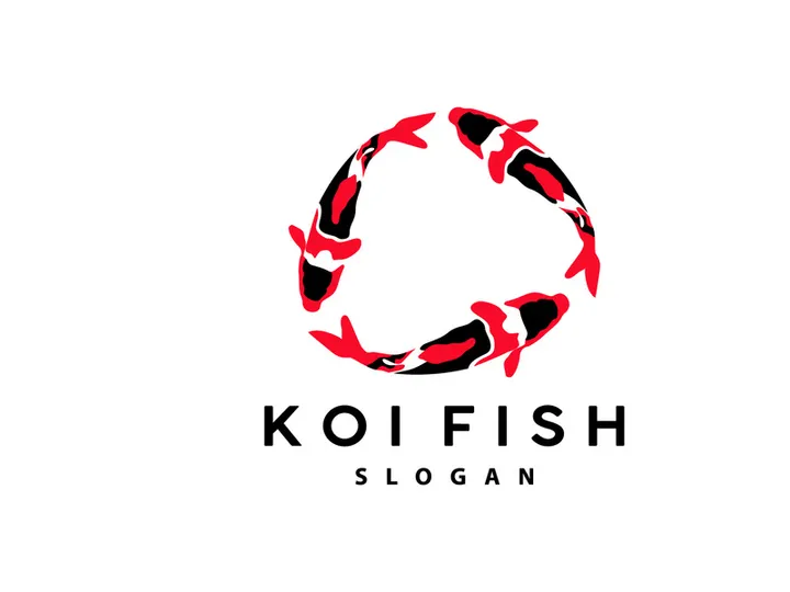 Koi Fish Logo Design, Ornamental Fish Vector