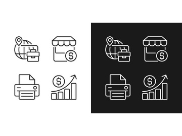 Business development pixel perfect linear icons set for dark, light mode preview picture