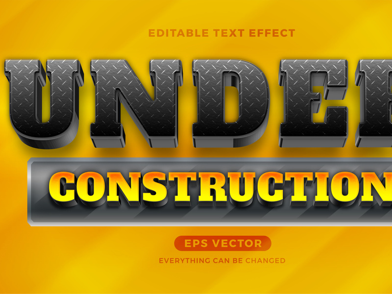 Under Construction editable text effect style vector