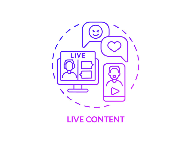 Live content purple gradient concept icon