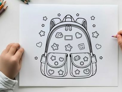 Cute school backpack with emoji faces vector illustration