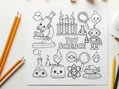 Cute toy science lab vector illustration flat design