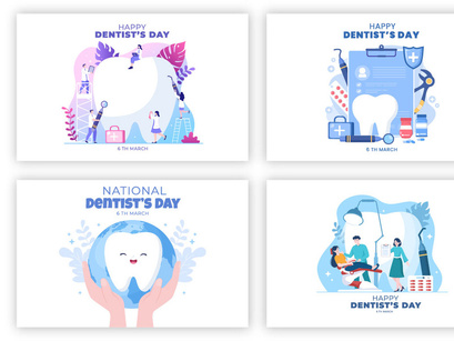 20 World Dentist Day Cartoon Background Illustration