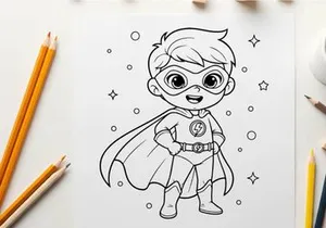 cute kid superhero flying vector illustration flat design
