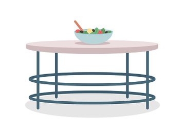 Round kitchen table semi flat color vector object preview picture