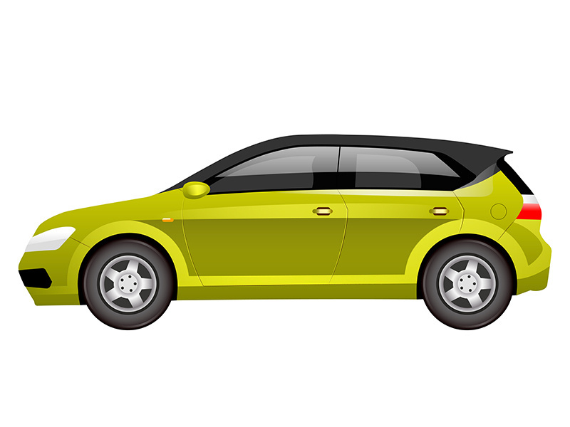 Green hatchback cartoon vector illustration