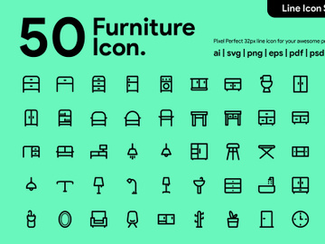 50 Furniture Line Icon preview picture