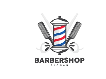 Barbershop Logo, Scissors Vector, Retro Vintage Minimalist preview picture