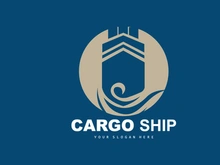 Cargo Ship Logo, Fast Cargo Ship Vector