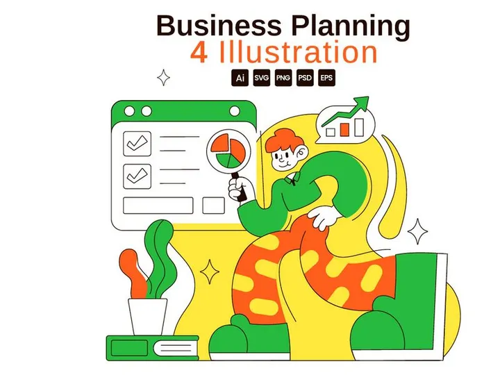 4 Business Planning Vector Illustration