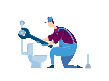 Plumber flat color vector faceless character preview picture