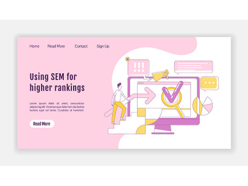 SEM landing page flat silhouette vector template preview picture